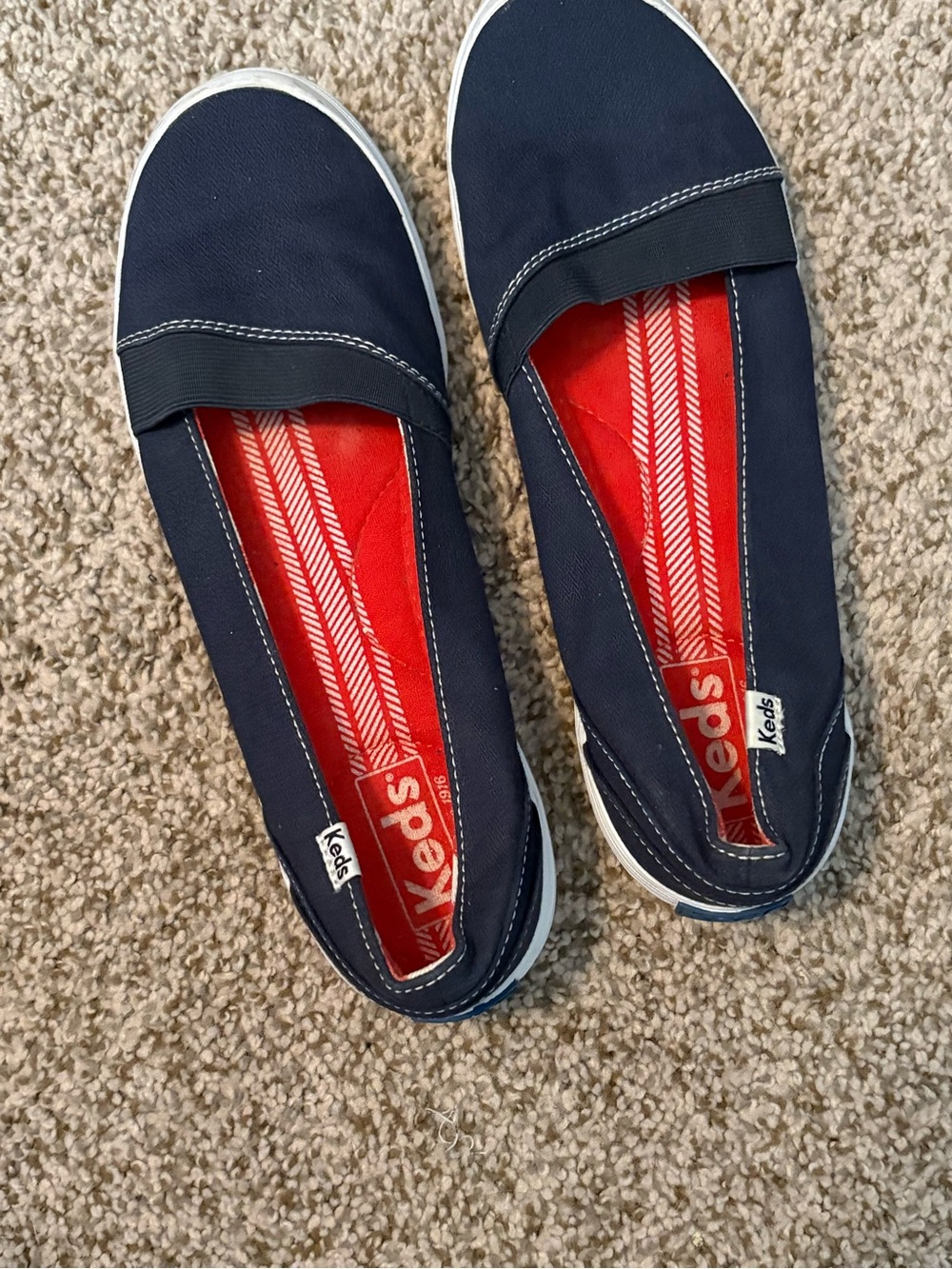 Navy, denim, keds, lightly used, great use condition, ladies, 8 slip on, casual